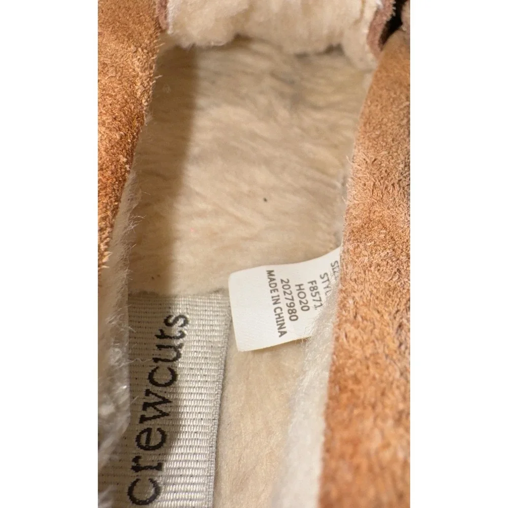 J Crew Crewcuts Moccasins Suede Faux Shearling Slippers Warm  Kids Youth Sz 12